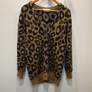 TNA Leopard Print Cardigan Sweater